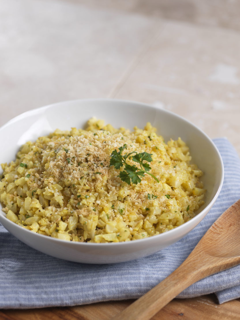 Cauliflower "Rice" Lemon “Cous Cous” with Parmesan Panko Crumbs - Mann ...