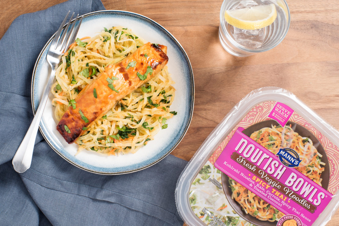 Mann S Spicy Thai Nourish Bowl With Baked Salmon In Foil Mann S Fresh Vegetables